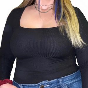 Square Black Neck Bodysuit